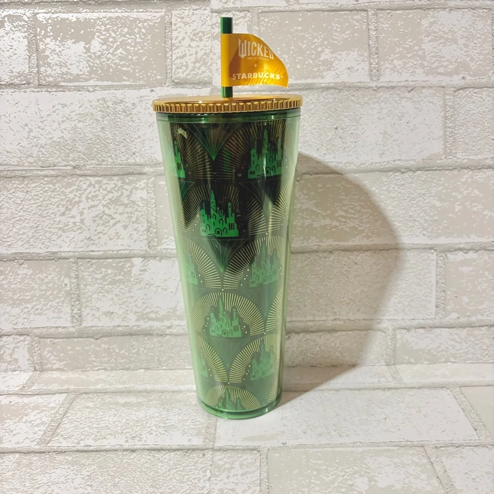 Starbucks Wicked Emerald City Gold and Green Cold Tumbler 24 Ounce NEW